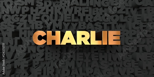 Charlie - Gold text on black background - 3D rendered royalty free stock picture. This image can be used for an online website banner ad or a print postcard. photo