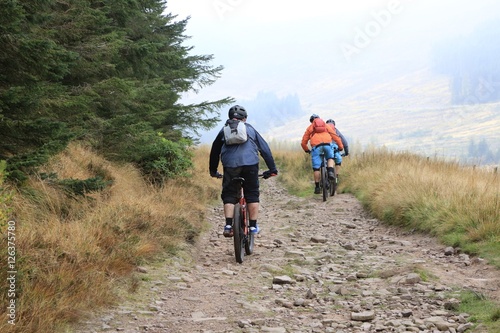 Mountain Bikers on mountain track