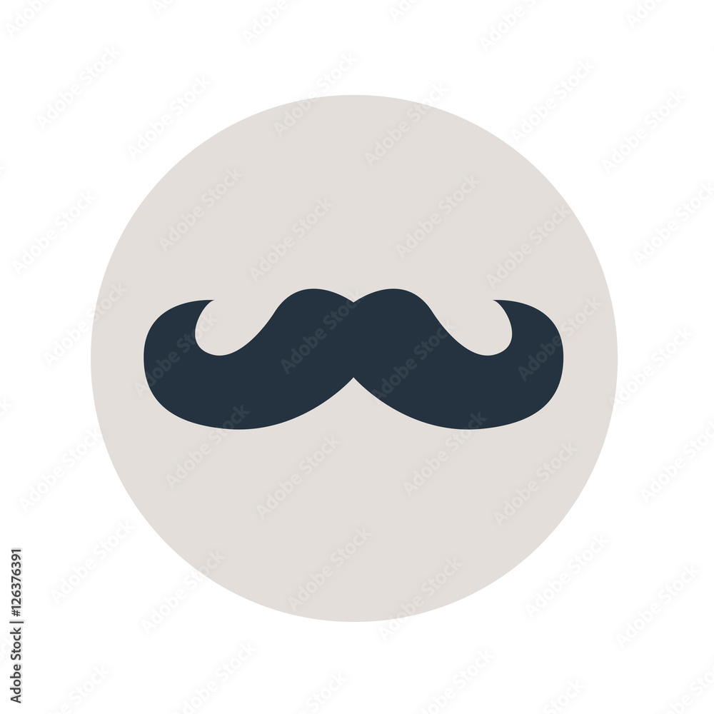 Icono plano bigote hipster en circulo gris Stock Vector | Adobe Stock