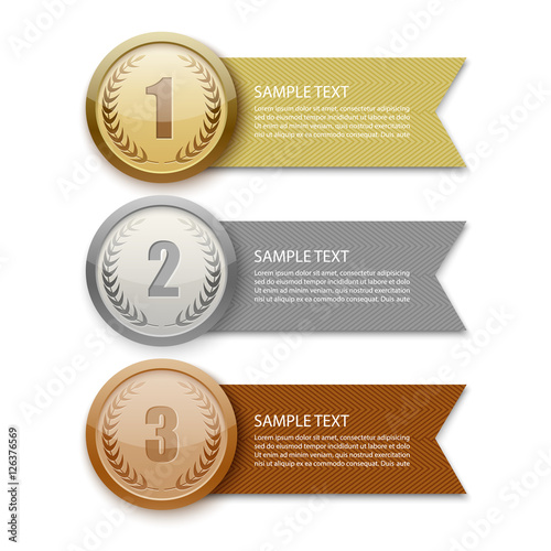 Set of gold, silver and bronze medals.vector