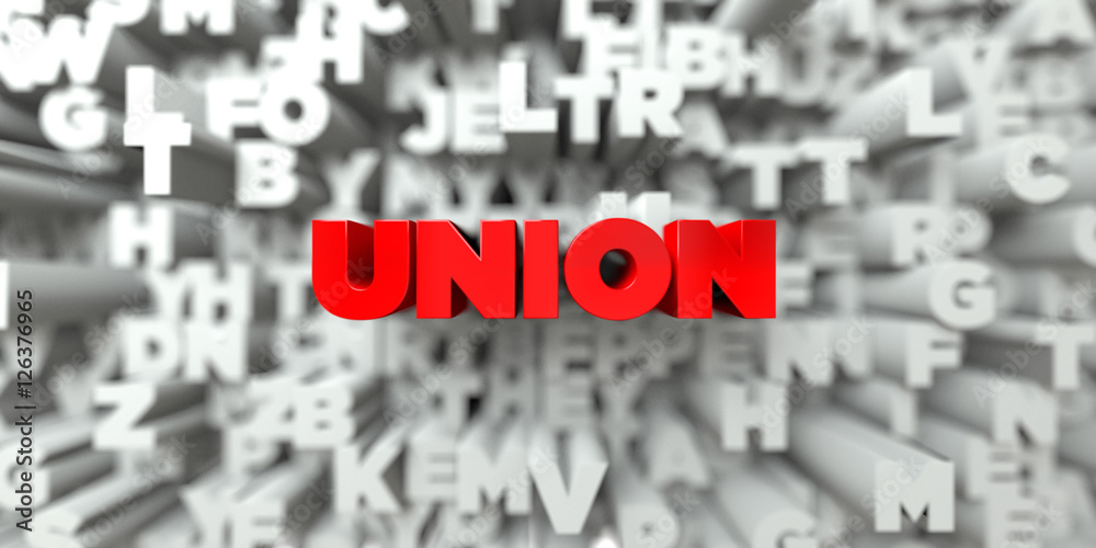 UNION - Red text on typography background - 3D rendered royalty free stock image. This image can be used for an online website banner ad or a print postcard. UNION - Red text on typography background - 3D rendered royalty free stock image. This image can be used for an online website banner ad or a print postcard.