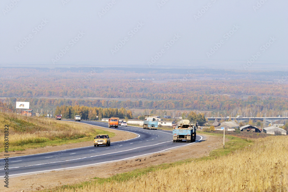 Fototapeta premium Asphalt road in autumn