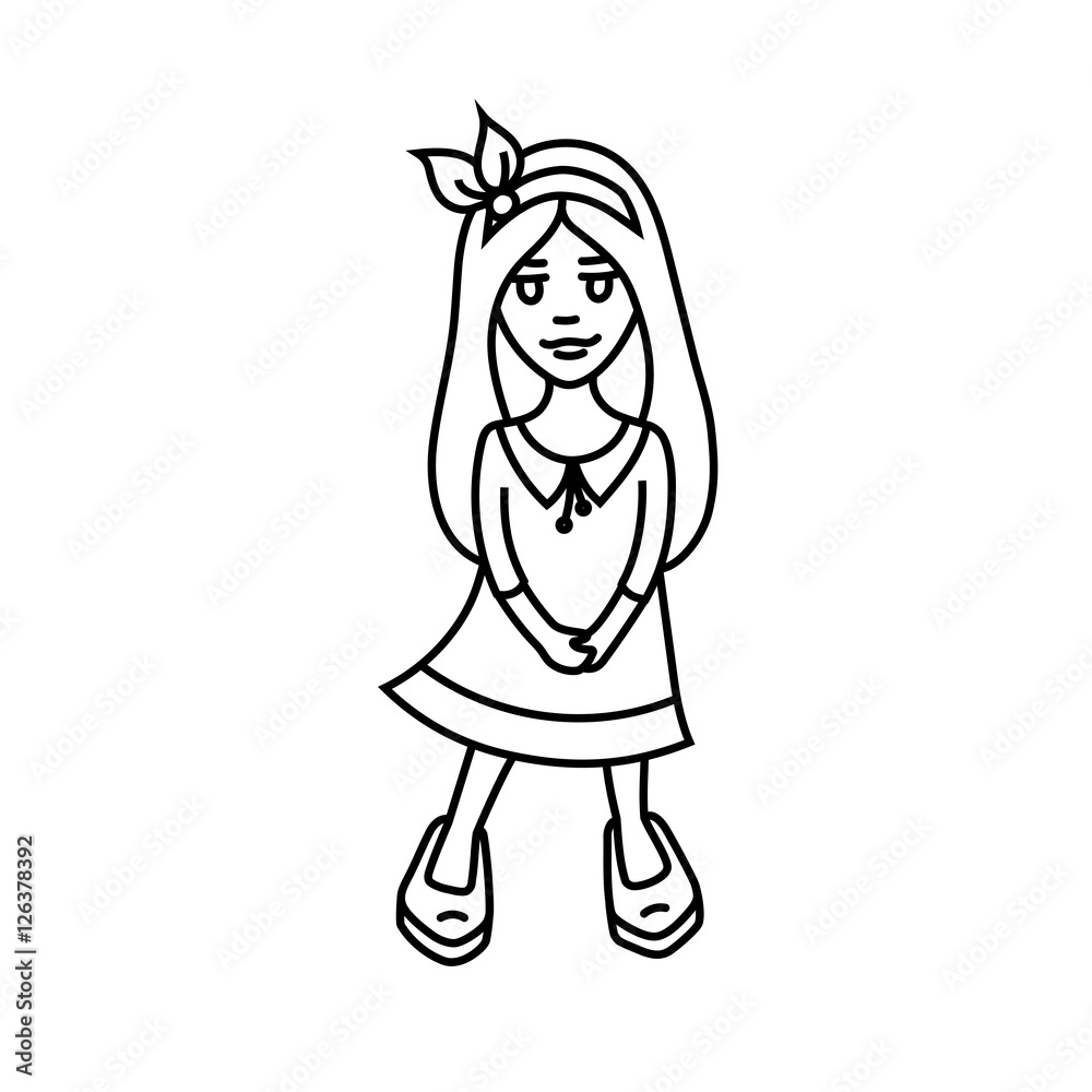 beautiful sweet girl standing in dress