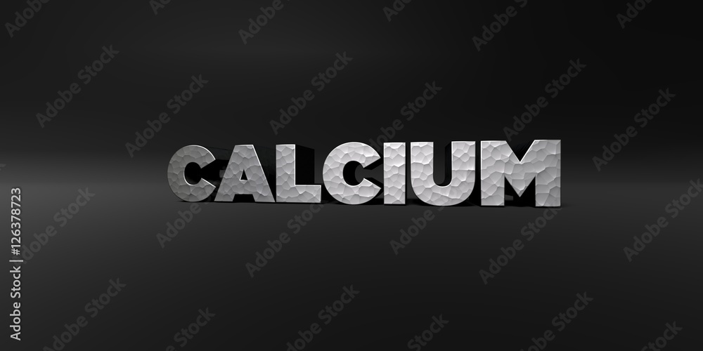CALCIUM - hammered metal finish text on black studio - 3D rendered royalty free stock photo. This image can be used for an online website banner ad or a print postcard. CALCIUM - hammered metal finish text on black studio - 3D rendered royalty free stock photo. This image can be used for an online website banner ad or a print postcard.