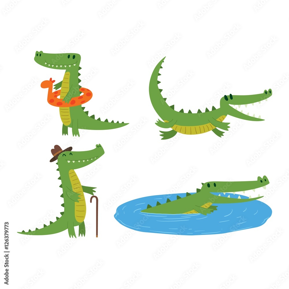 Obraz premium Cute crocodile character vector