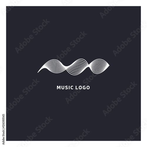 Music equalizer logo. Audio electronic icon. Music waves sign. Dj vector illustration. Black and white radio logo. Music app icon. Minimal player logo on dark background.