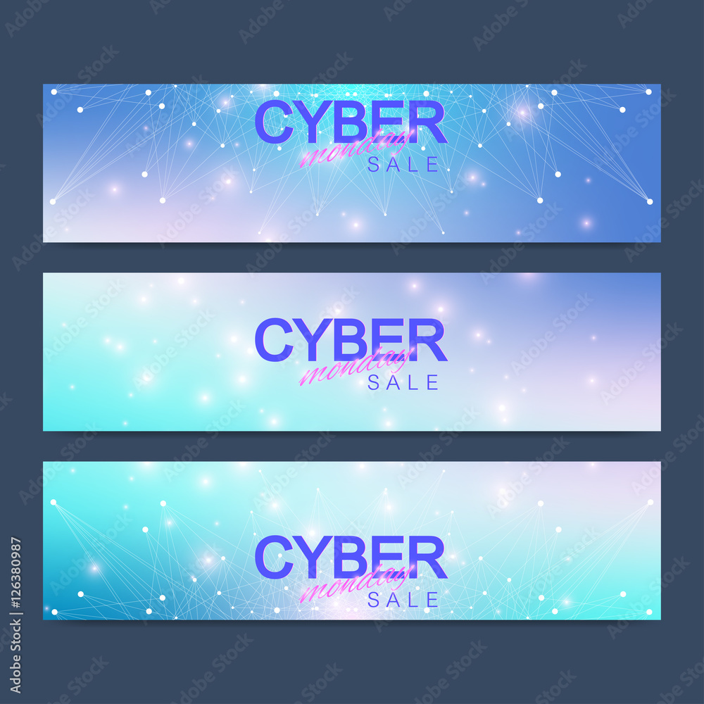 Cyber Monday Sale banner design. Graphic abstract background communication. Vector illustration.
