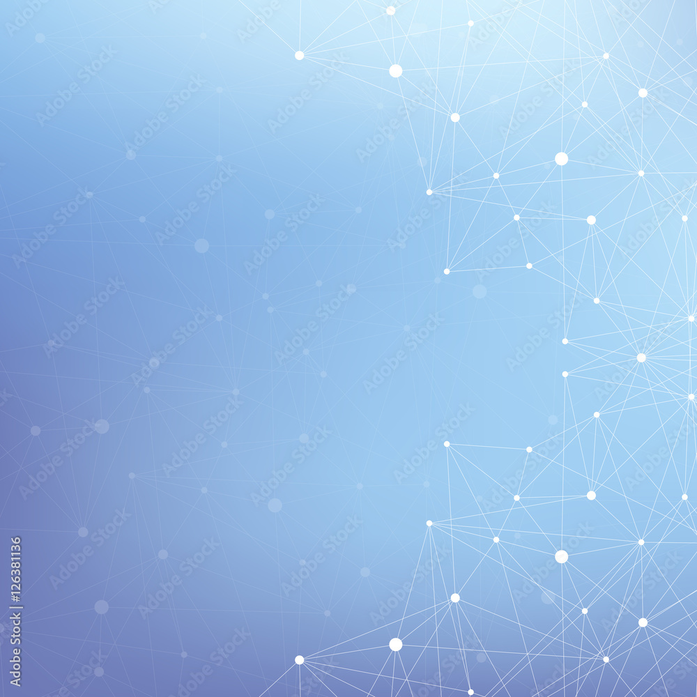 Fototapeta premium Graphic abstract background communication. Big data complex. Perspective backdrop of depth. Minimal array with compounds lines and dots. Digital data visualization. Big data vector illustration.