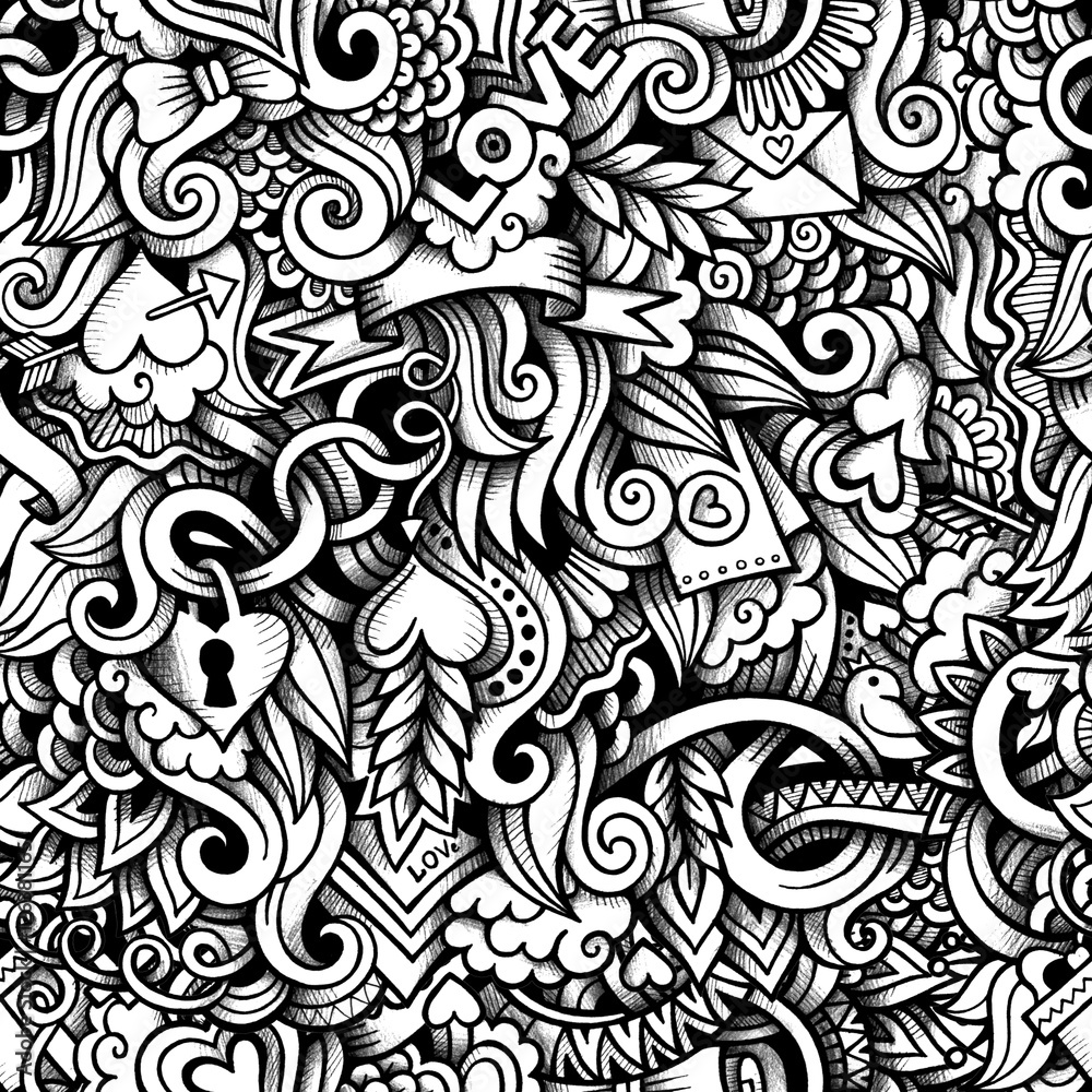 Cartoon doodles on the subject of love style theme Cartoon doodles on the subject of love style theme