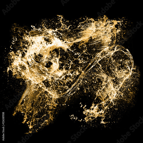 splash of juice isolated on black background. beautiful splash of wine close-up.   water splash. oil splash. water spray with drops isolated.