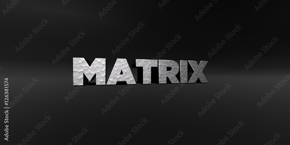MATRIX - hammered metal finish text on black studio - 3D rendered royalty free stock photo. This image can be used for an online website banner ad or a print postcard. MATRIX - hammered metal finish text on black studio - 3D rendered royalty free stock photo. This image can be used for an online website banner ad or a print postcard.