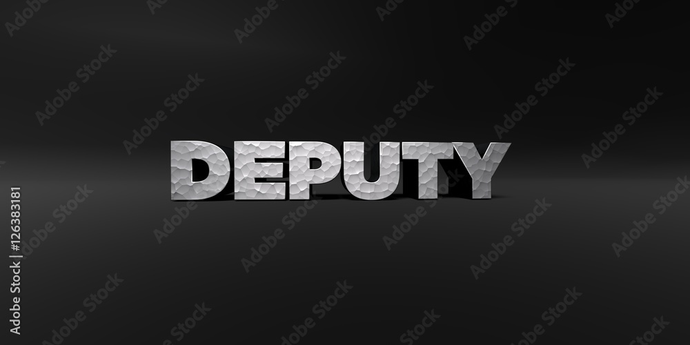 DEPUTY - hammered metal finish text on black studio - 3D rendered royalty free stock photo. This image can be used for an online website banner ad or a print postcard. DEPUTY - hammered metal finish text on black studio - 3D rendered royalty free stock photo. This image can be used for an online website banner ad or a print postcard.