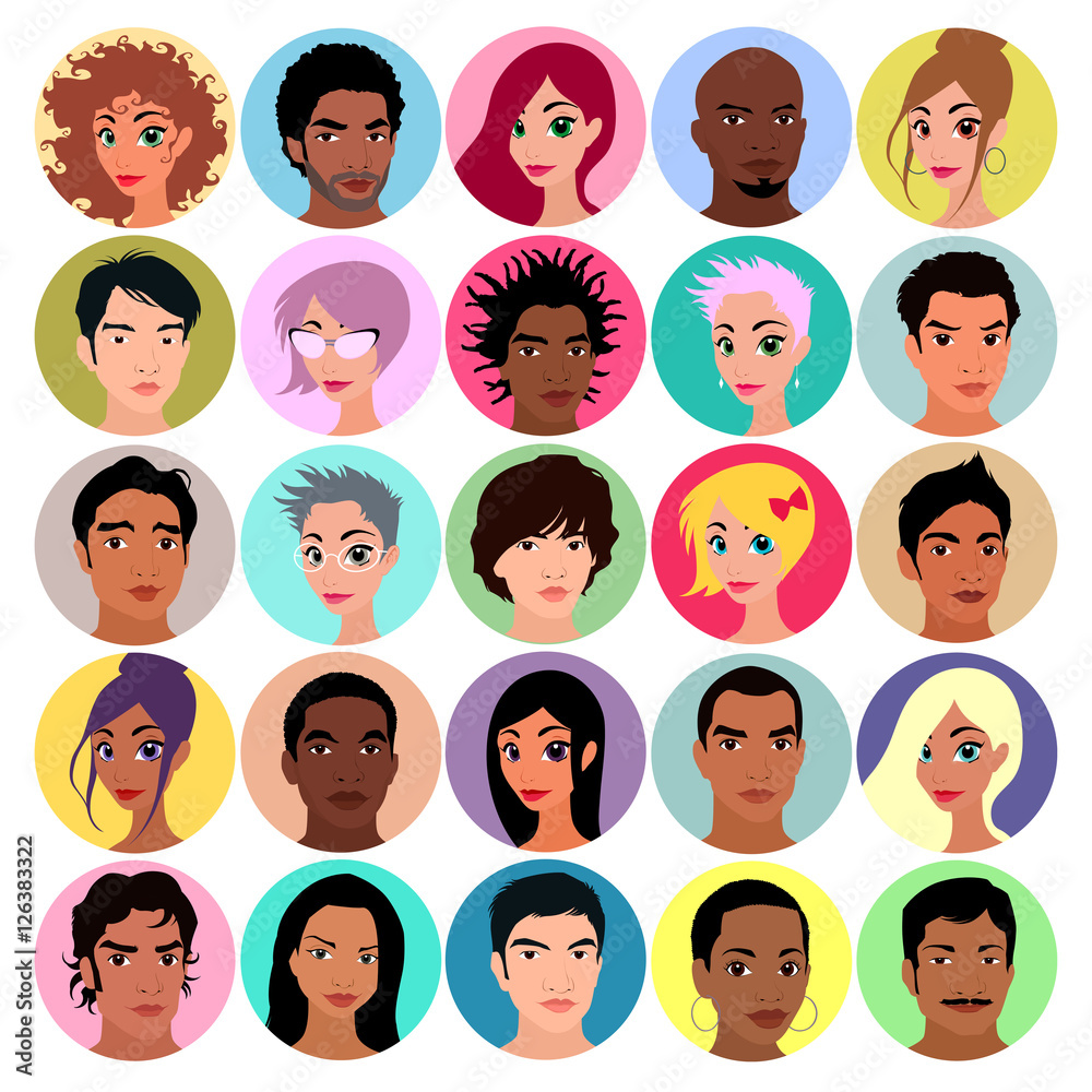 Collection of female and male avatars Collection of female and male avatars
