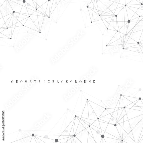 Geometric abstract background with connected line and dots. Graphic background for your design. Vector illustration.