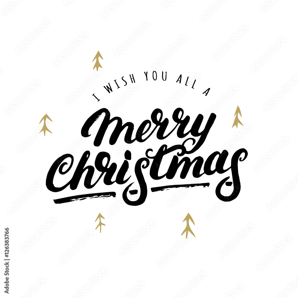 I wish you all a Merry Christmas hand written lettering.