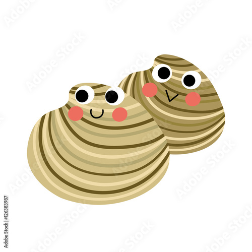 Quahog animal cartoon character. Isolated on white background. Vector illustration.