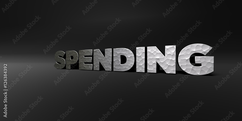 SPENDING - hammered metal finish text on black studio - 3D rendered royalty free stock photo. This image can be used for an online website banner ad or a print postcard. SPENDING - hammered metal finish text on black studio - 3D rendered royalty free stock photo. This image can be used for an online website banner ad or a print postcard.