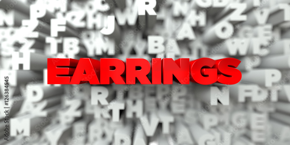 EARRINGS - Red text on typography background - 3D rendered royalty free stock image. This image can be used for an online website banner ad or a print postcard. EARRINGS - Red text on typography background - 3D rendered royalty free stock image. This image can be used for an online website banner ad or a print postcard.