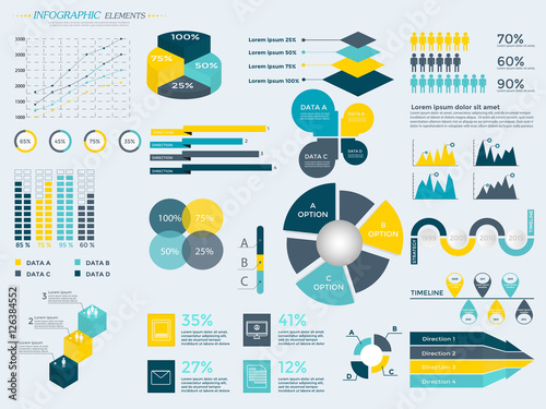 Infographic Elements Collection  for presentation, booklet, website,  diagram, banner, number options, workflow layout or web design etc.