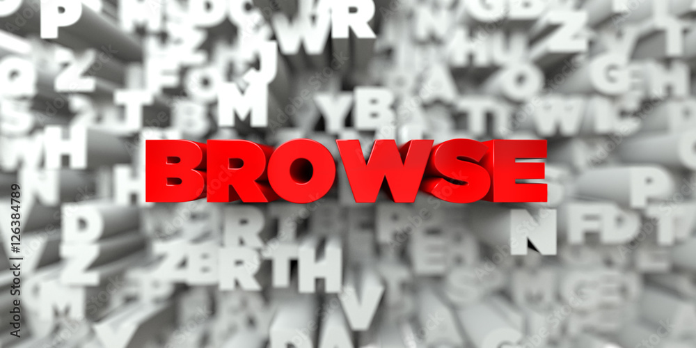BROWSE - Red text on typography background - 3D rendered royalty free stock image. This image can be used for an online website banner ad or a print postcard. BROWSE - Red text on typography background - 3D rendered royalty free stock image. This image can be used for an online website banner ad or a print postcard.