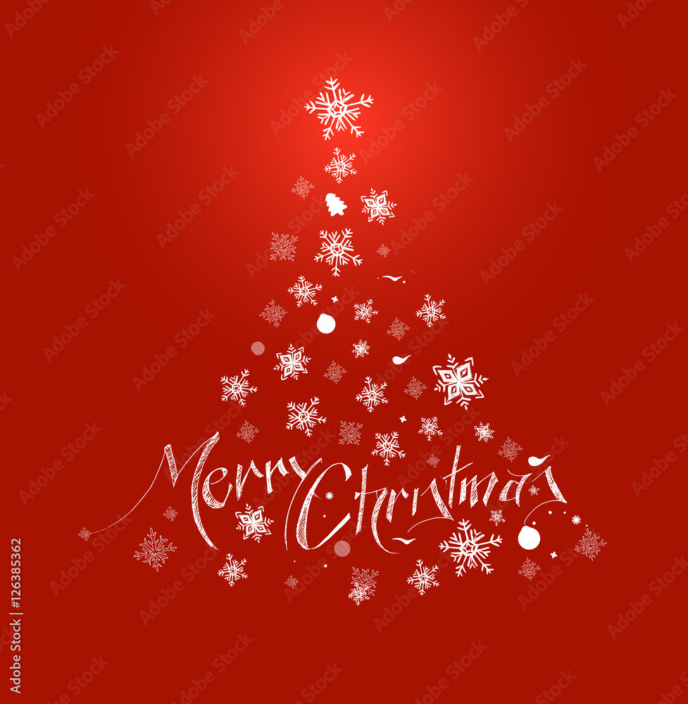 Merry Christmas! Christmas Background - Christmas Tree with red background design elements for holiday cards, for decorations wallpaper Merry Christmas! Christmas Background - Christmas Tree with red background design elements for holiday cards, for decorations wallpaper