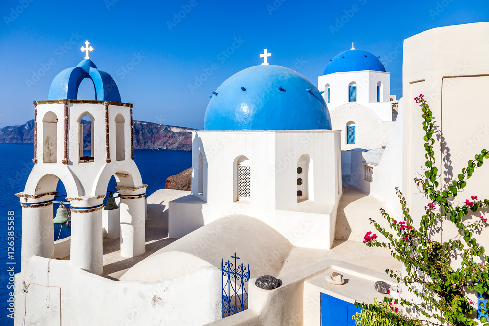 White architecture on Santorini island, Greece White architecture on Santorini island, Greece
