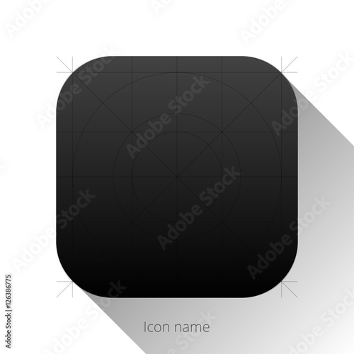 Abstract grey-black app icon,blank button template with flat designed shadow and gradient background for user interfaces and applications. Vector illustration.