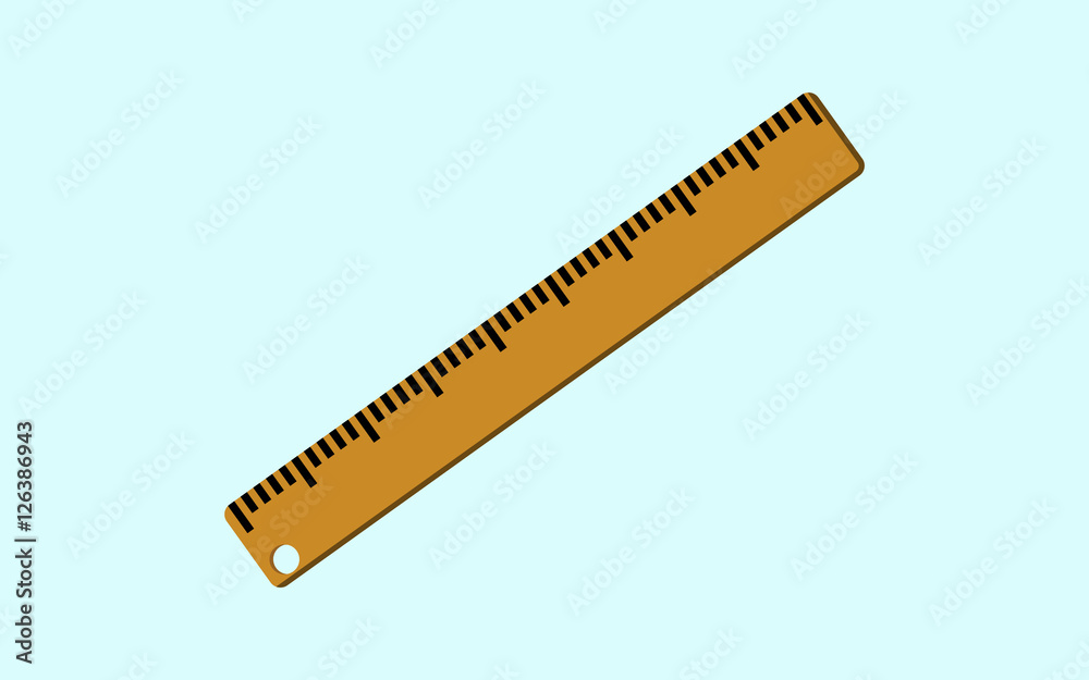 cartoon wooden ruler tool school graphic