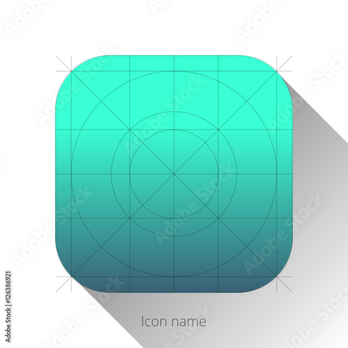 Abstract blue app icon, blank button template with flat designed shadow and gradient background for internet sites, web user interfaces and applications. Vector illustration.