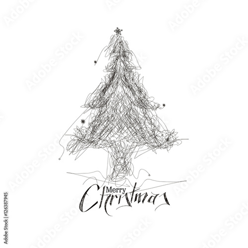 Christmas tree   Xmas tree Merry Christmas  - Vector illustratio