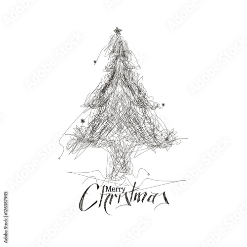 Christmas tree,  Xmas tree Merry Christmas! - Vector illustratio