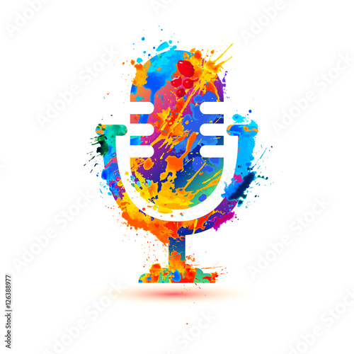 Microphone icon of splash paint