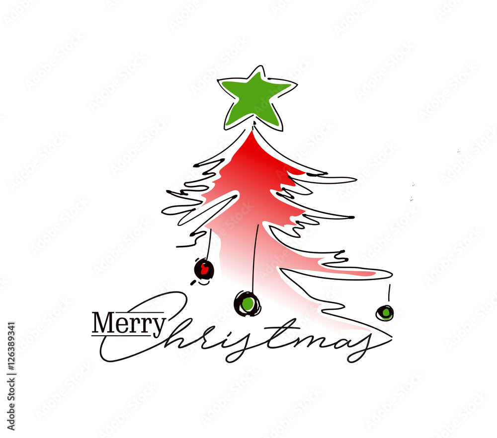 Christmas tree, Xmas tree Merry Christmas! - Vector illustratio Christmas tree, Xmas tree Merry Christmas! - Vector illustratio
