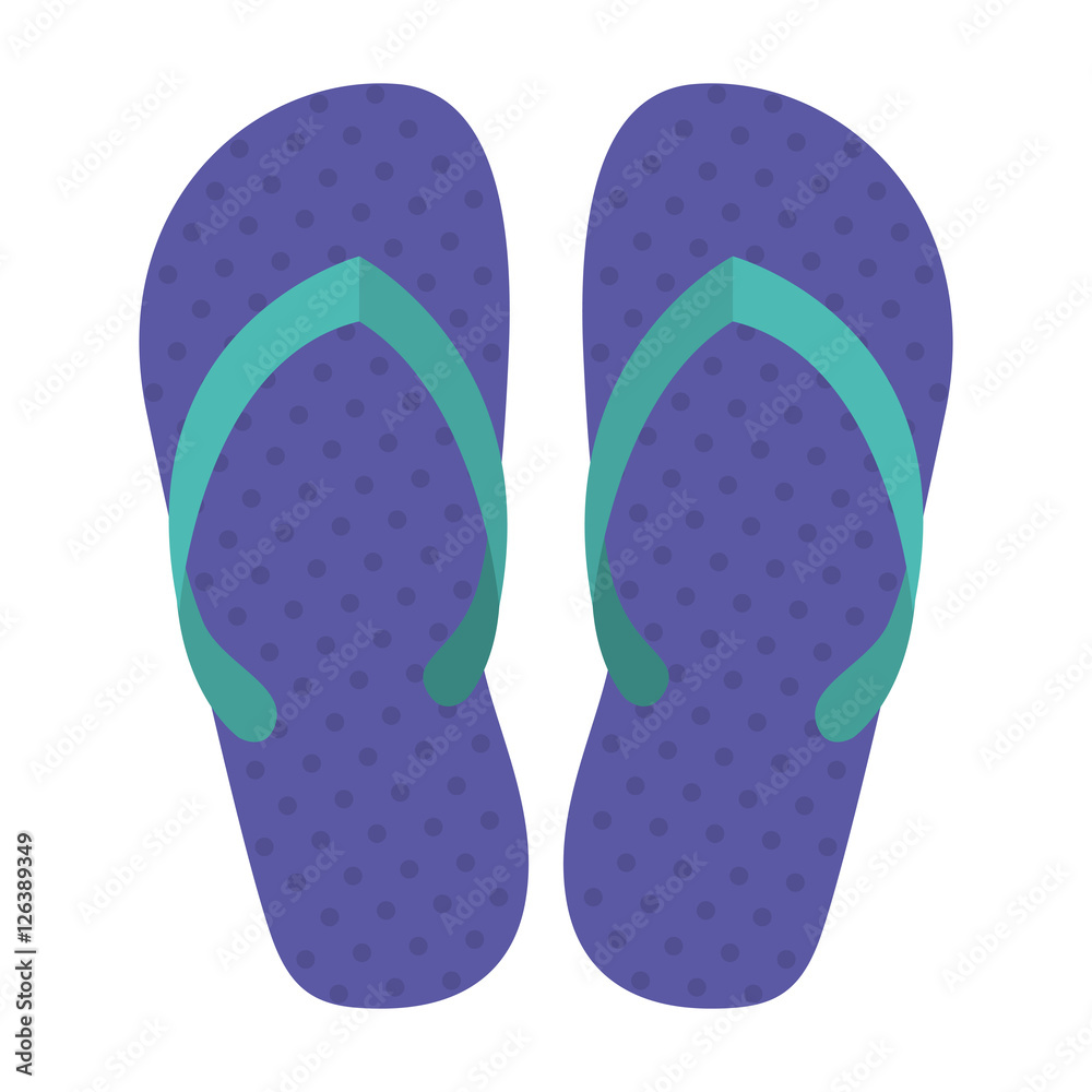 silhouette Beach flip-flops with purple dots vector illustration
