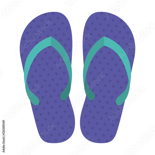 silhouette Beach flip-flops with purple dots vector illustration