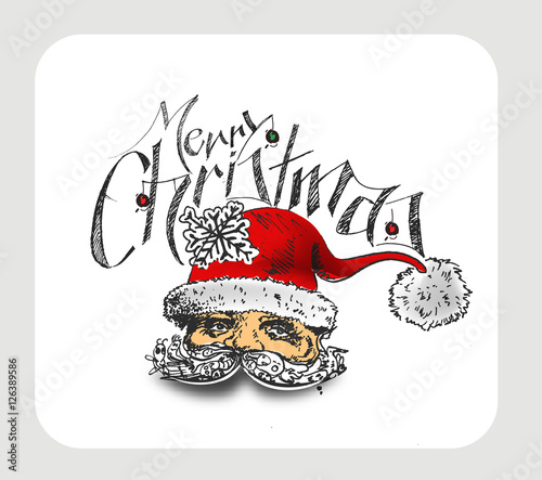 Face of Christmas character Santa Claus, Cartoon style Santa Claus. Merry Christmas! Christmas and New Year - vector illustration