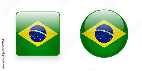 Free Download Glossy Brazilian flag vector icons. Round and square shiny icons with national flag of Brazil. - GFXLoad
