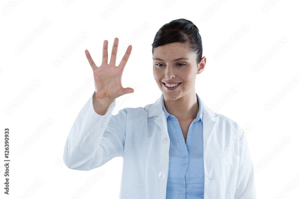 Beautiful female doctor using digital screen Beautiful female doctor using digital screen