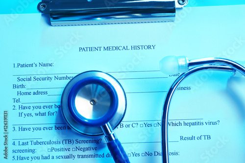Stethoscope and patient med...
