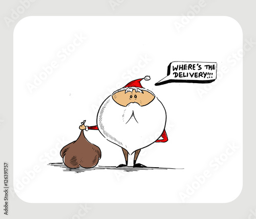 Santa Claus Cartoon Character thinking bubble