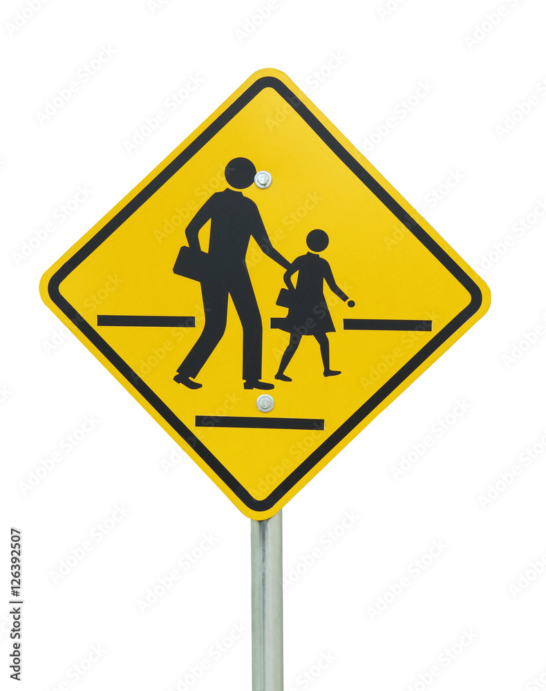 Children crossing the road sign isolated on white background Children crossing the road sign isolated on white background