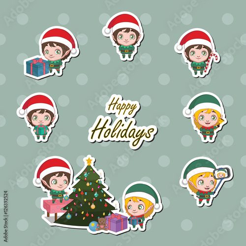 Set of elf stickers