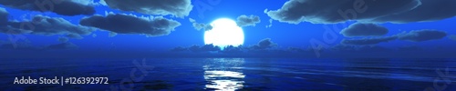 panorama of the sea under the moonlight. moonrise over the sea.