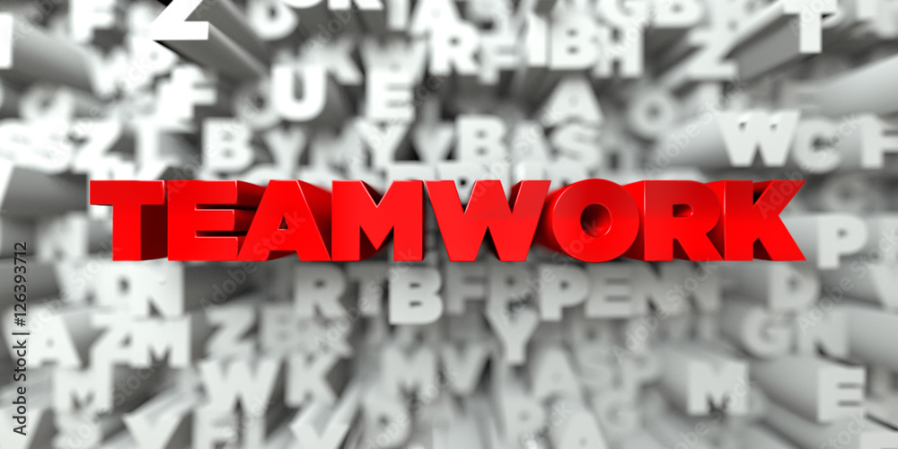 TEAMWORK - Red text on typography background - 3D rendered royalty free stock image. This image can be used for an online website banner ad or a print postcard. TEAMWORK - Red text on typography background - 3D rendered royalty free stock image. This image can be used for an online website banner ad or a print postcard.