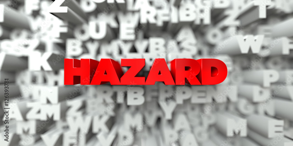 HAZARD - Red text on typography background - 3D rendered royalty free stock image. This image can be used for an online website banner ad or a print postcard. HAZARD - Red text on typography background - 3D rendered royalty free stock image. This image can be used for an online website banner ad or a print postcard.