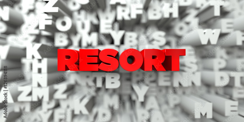 RESORT - Red text on typography background - 3D rendered royalty free stock image. This image can be used for an online website banner ad or a print postcard. RESORT - Red text on typography background - 3D rendered royalty free stock image. This image can be used for an online website banner ad or a print postcard.