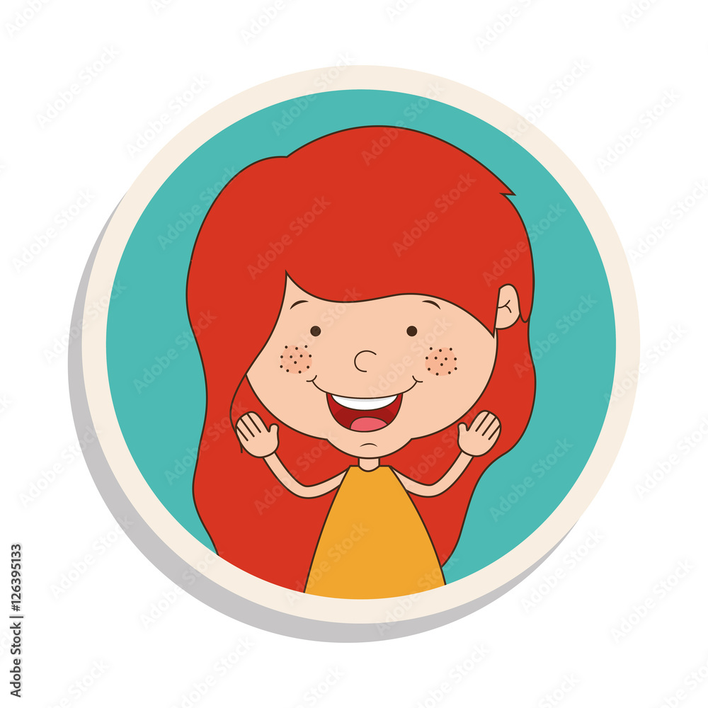 round frame and girl smiling and redhead vector illustration round frame and girl smiling and redhead vector illustration