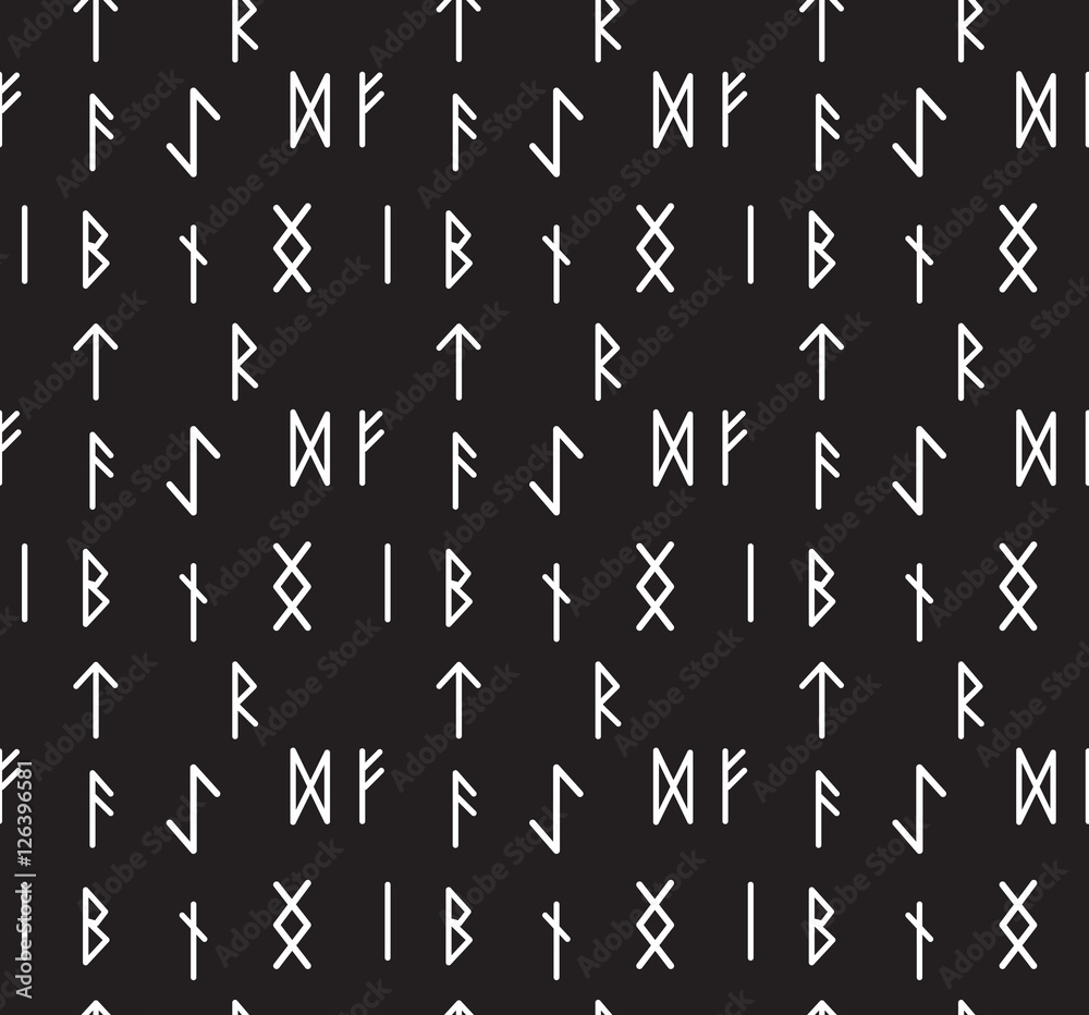 Runes seamless pattern. Runic alphabet wallpaper. Writing ancient  background. Old Gothic seamless texture. Vector illustration Stock Vector |  Adobe Stock