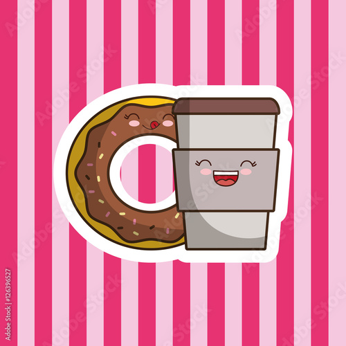 donut coffee cup cartoon
