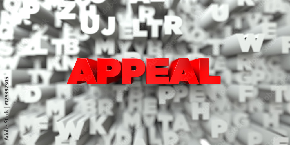 APPEAL - Red text on typography background - 3D rendered royalty free stock image. This image can be used for an online website banner ad or a print postcard. APPEAL - Red text on typography background - 3D rendered royalty free stock image. This image can be used for an online website banner ad or a print postcard.